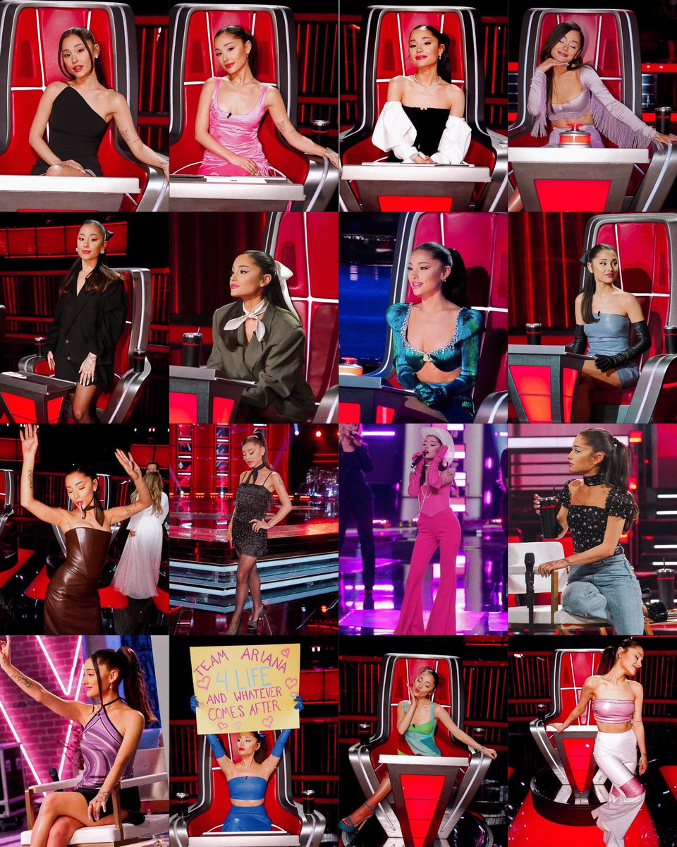 arianasgn's tweet photo. ariana grande’s outfits for the voice https://t.co/kjhUsabPJ8