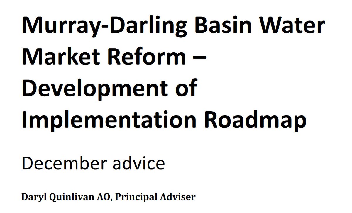 Water reform roadmap December advice out. Signals headwinds on creating a central Water Markets Agency awe.gov.au/sites/default/…