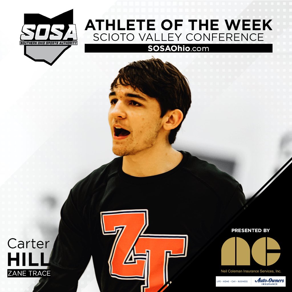 Our SVC Athlete of the Week, presented by Neil Coleman Insurance Services, is <a href="/zt_boys/">Zane Trace Boys Basketball</a>’ <a href="/CHILL2022/">Carter Hill</a>.

The senior is the epitome of the word “teammate” and constantly provides a spark. He’s helped his Pioneers reach a district semifinal.