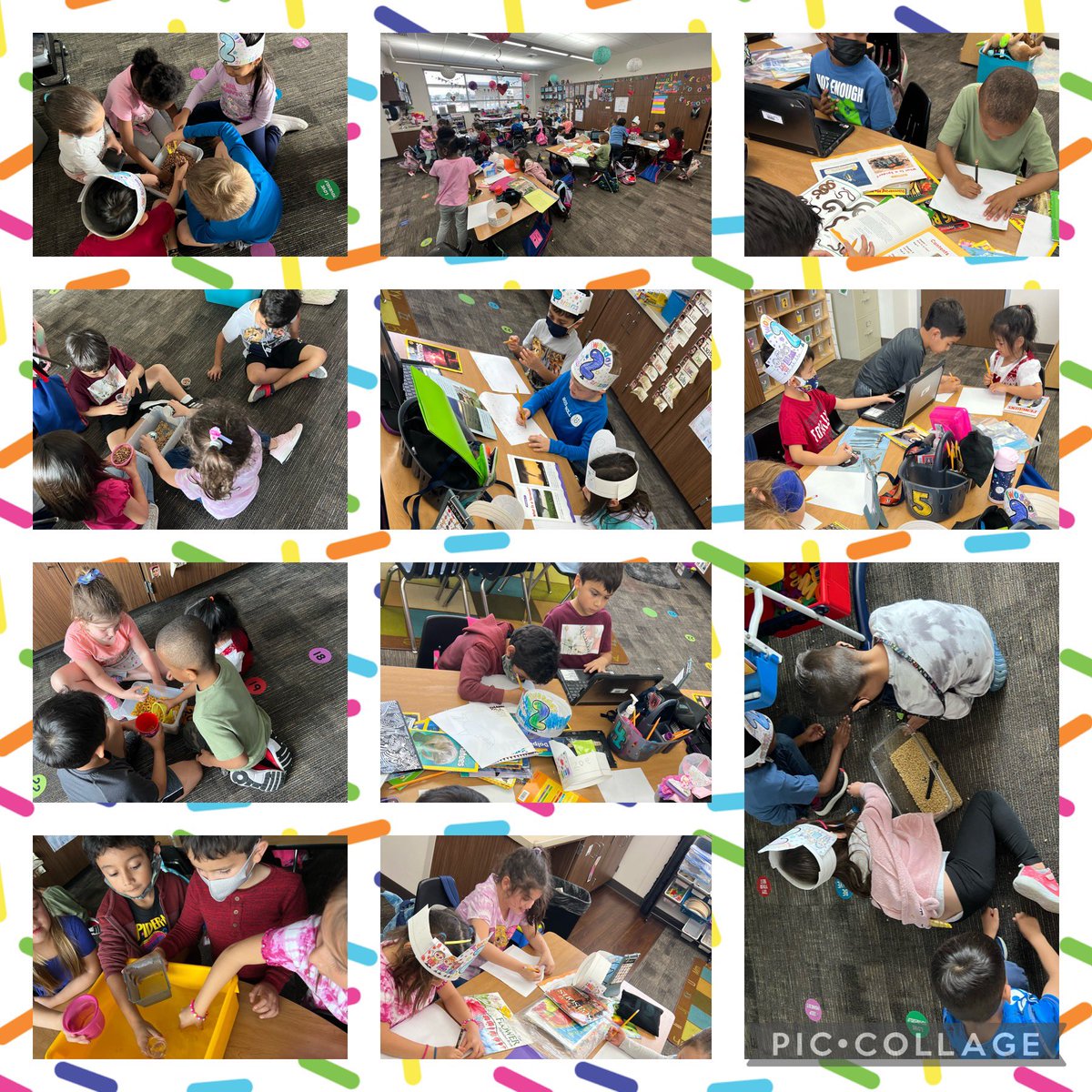 Learning new things in kindergarten today! We started our nonfiction research projects for reading workshop, and explored capacity during math!