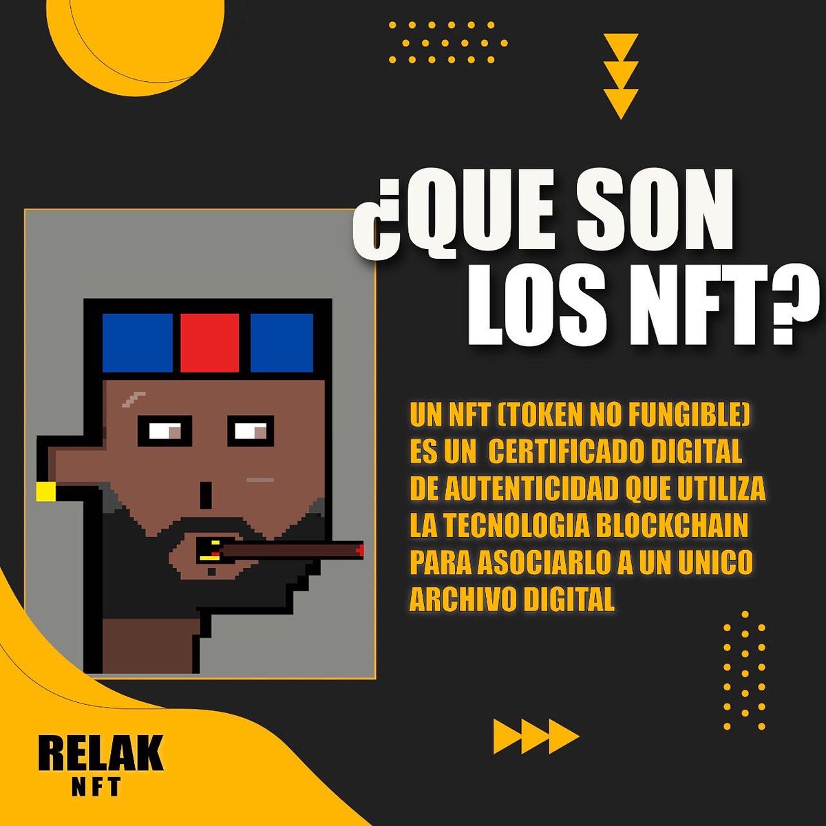 NftRelak's tweet photo. Queremos aportar a la comunidad con contenido educativo sobre los NFT, el de hoy es comenzando con lo más básico, ¿Que son los NFT?🌎 

#nftlatino #NFTCommmunity https://t.co/QFrZR0iMyy