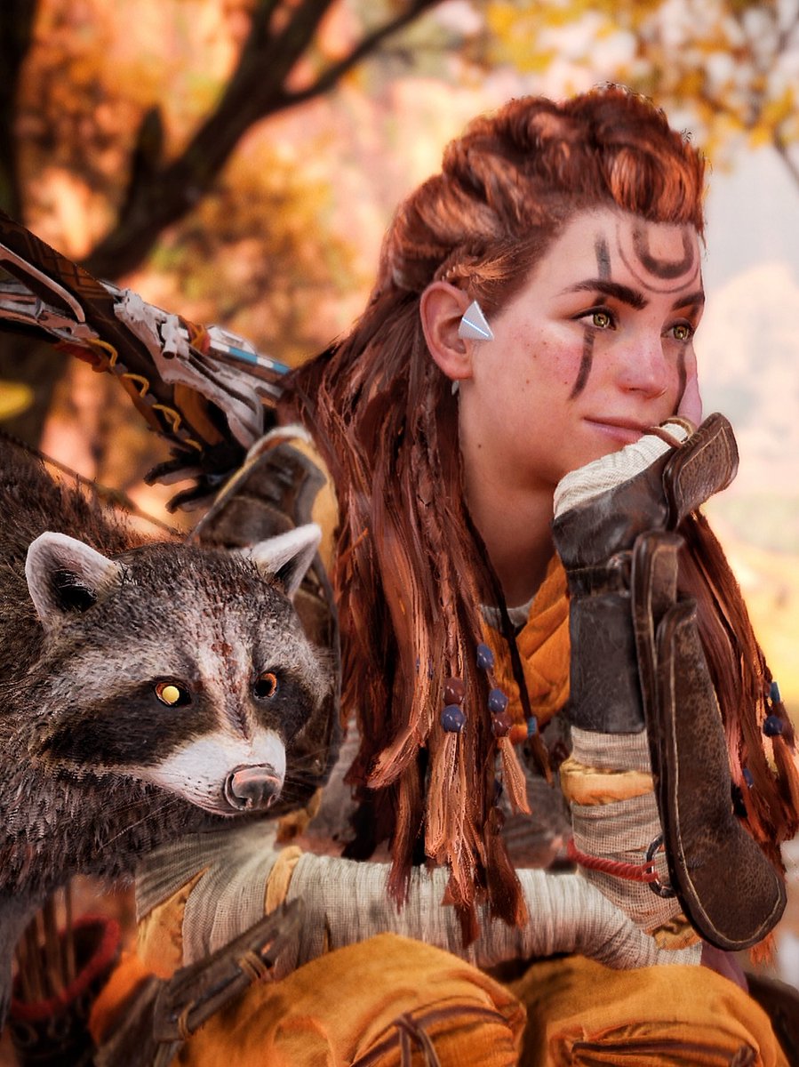 ImmortalisSol's tweet photo. Enjoying the Autumn Vibes with Mrs. Racoon 🧡🦝
#HorizonForbiddenWest #aloy #animalsingames @Guerrilla #ps4pro https://t.co/MvsJMIeohn