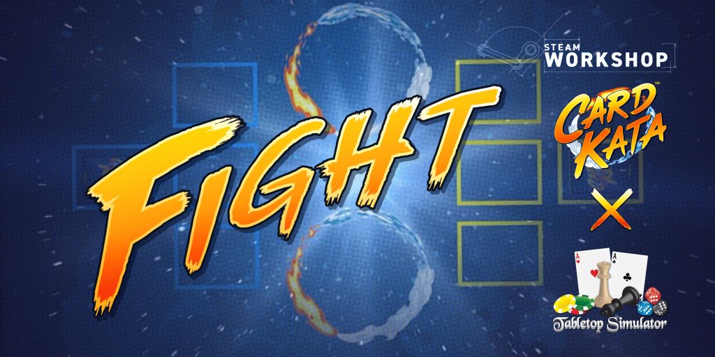 CardKata's tweet photo. The battle has begun on @TabletopSim! Grab it on the Steam Workshop RIGHT NOW! https://t.co/loIiH1jDTF https://t.co/OvOcbMpL74