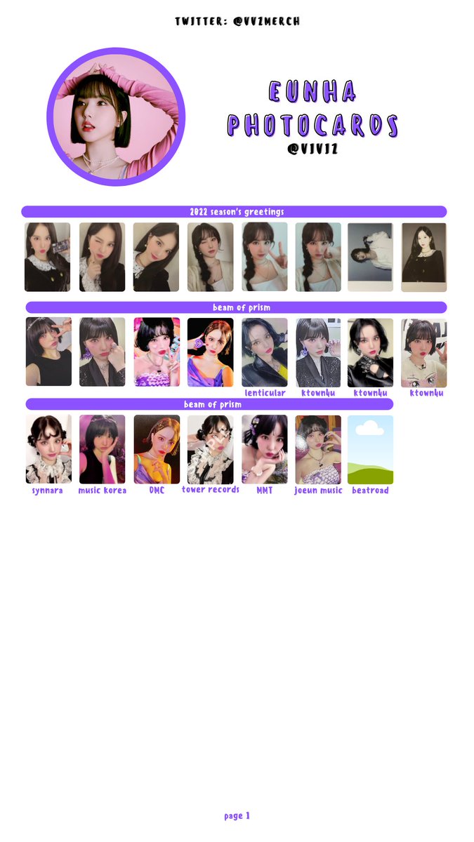 VVZmerch's tweet image. VIVIZ individual templates (all photocards released since viviz) 

비비지 포카 은하 신비 엄지 리스트
