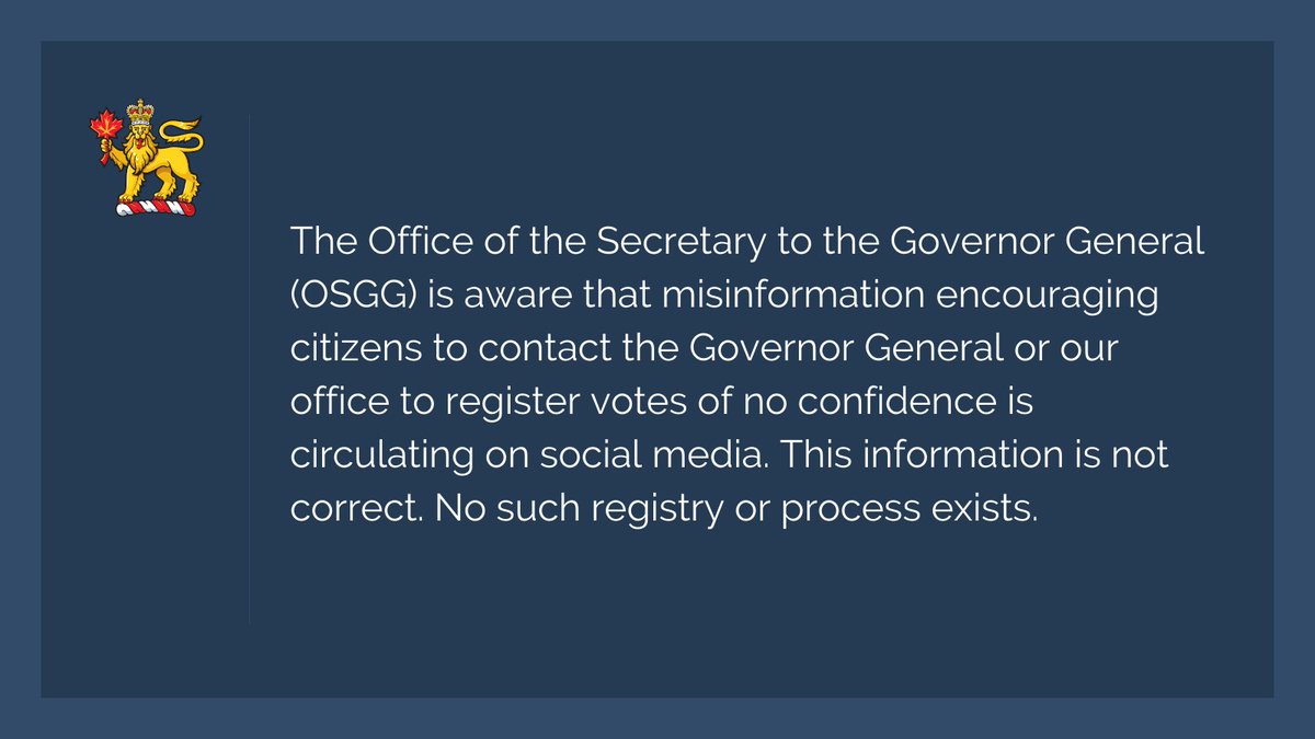 An important message from the Office of the Secretary to the Governor General