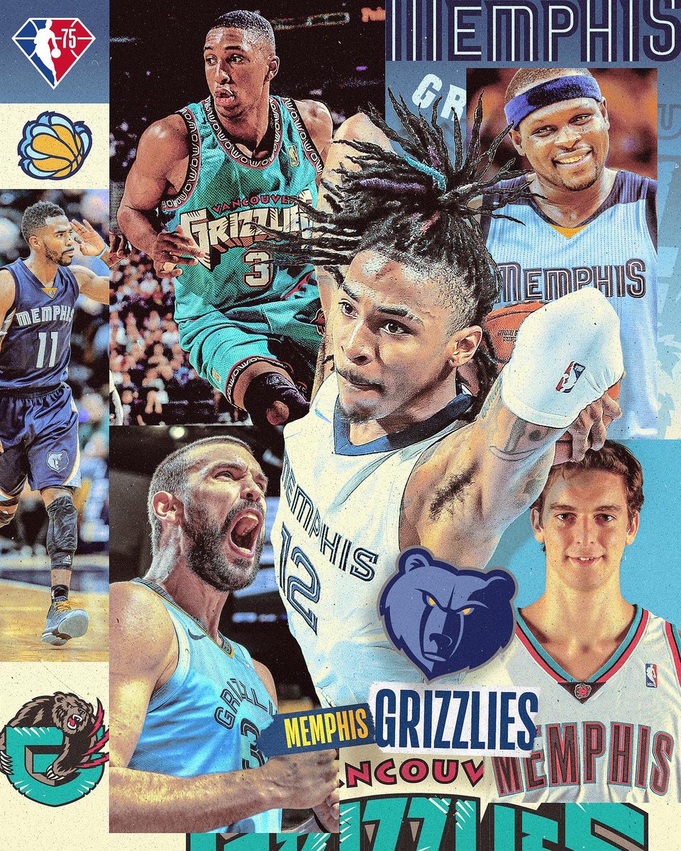 NBACanada's tweet photo. 🖼: The history of the @memgrizz logo!

#NBA75 | #NBALogoEvolution https://t.co/cjAaUNBr8l