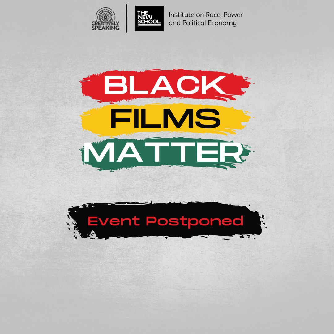 CreativeSpFilm's tweet photo. We need a raincheck! Due to personal circumstances we have to postpone our event with @RacePowerPolicy. All event registrees have been notified and will receive updates once we reschedule. We apologize for the late notice and hope to have updates soon. Stay tuned on our channels. https://t.co/0Es2XzBQ9r