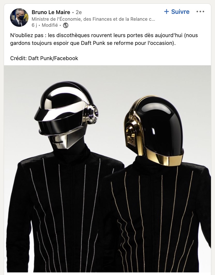 servantclement's tweet photo. Tout part de @BrunoLeMaire
Merci Bruno.
#brunopunk
#daftpunk https://t.co/P6fsyHR68v