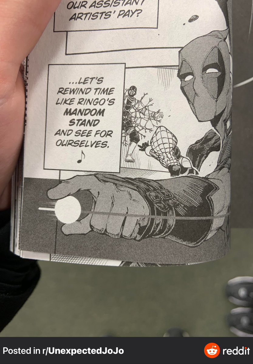 DMQconfirmation's tweet photo. There is a Steel Ball Run Reference in the Deadpool Manga https://t.co/uPYaSLEgsT
