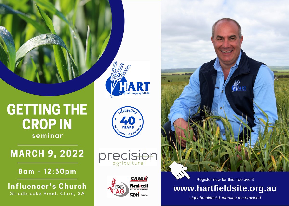 GETTING THE CROP IN 2022
“Growers &amp; the broader ag community can be confident our program will deliver plenty of take-home messages that will provide value to their business along with great networking opportunities, all within a 1/2 day format.”
Hart chairman, Andre Sabeeney