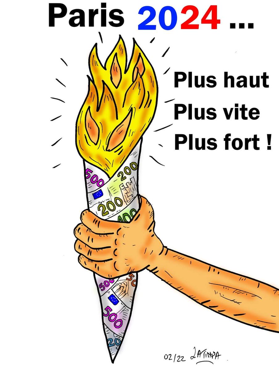 LatinpaD's tweet photo. 150 000 € le passage de la flamme olympique dans un département, à votre bon cœur cher contribuable... #flammeolympique #Paris2024 #dessindepresse #drawingpress #drawing https://t.co/9MExRMqtJa