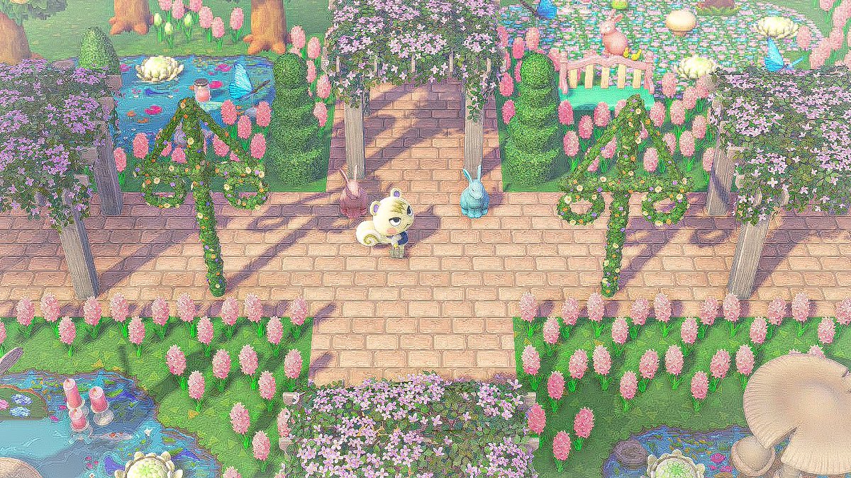 stephanie__acnh's tweet photo. a sunny day in the garden 🐇🌸🦋☀️☁️ https://t.co/PK811tFN5e