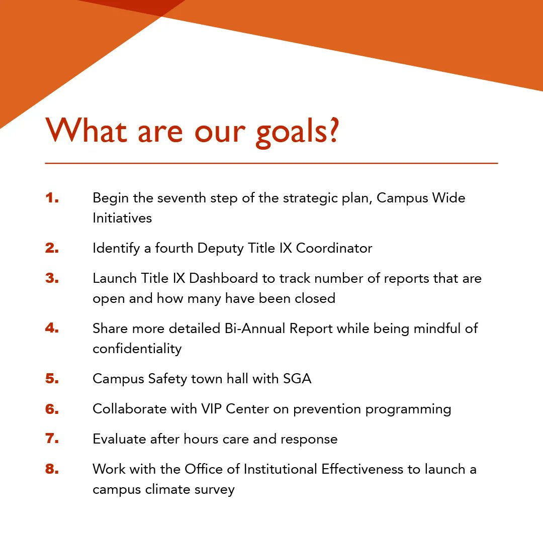 VIPCenter_SU's tweet photo. Thank you for staying tuned for updates about the Title IX Office's strategic plan! Swipe to learn more about what goals we're still working on, and visit our gallery to catch up on the previous steps. https://t.co/6oAneHommC