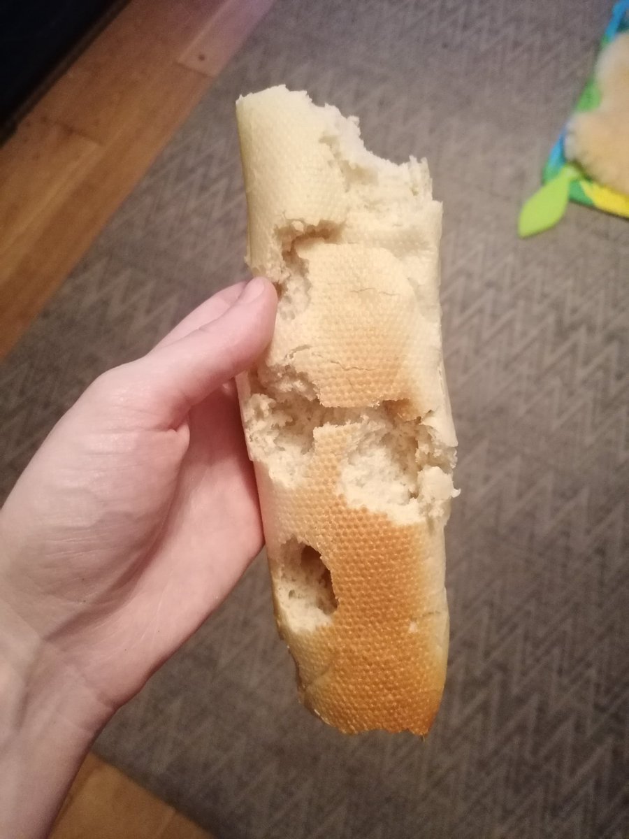 jessylawlor's tweet photo. Toddlers man.... This is the second mutilated bread roll I've found and I've only tidied the sitting room #terribletwos https://t.co/9gYS84p5PE