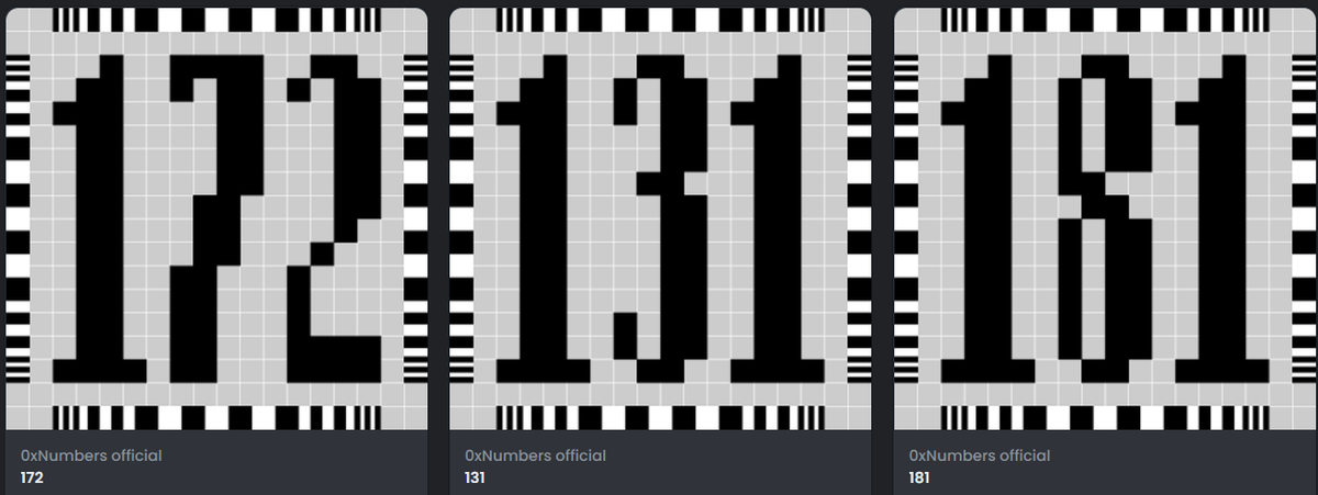 RagingTaz's tweet photo. These are the numbers I minted from @0xNumbers collection!

#0xnumbers https://t.co/E71AOPdFlV