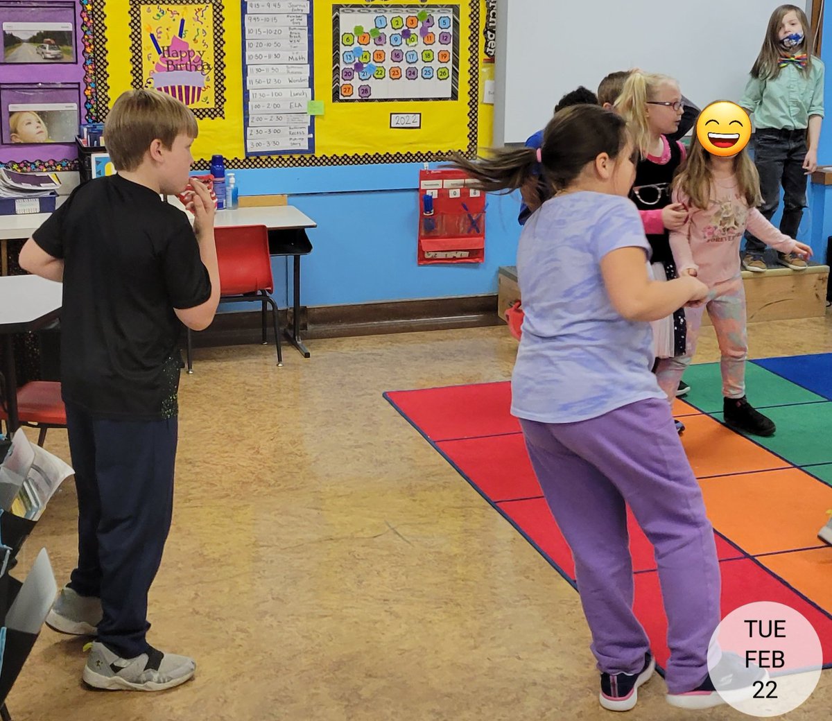 TracyECoke's tweet photo. Happy 2-22-22! We stopped and danced at 2:22. #2ndgrade #mustangs #22222Day #usd257 #randomdanceparty https://t.co/7tBN8M8mzb