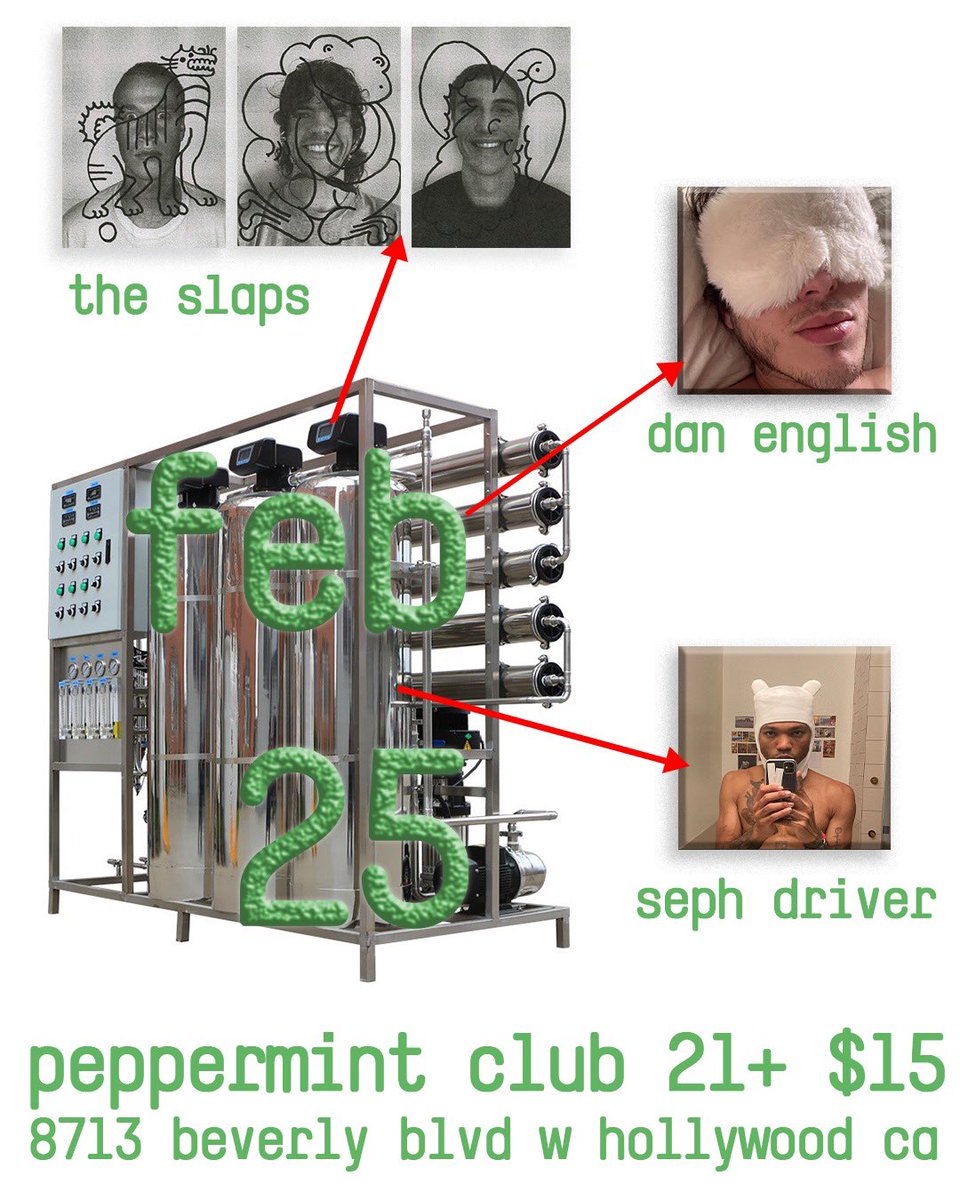 Show in Los Angeles this Friday <a href="/PeppermintClub_/">The Peppermint Club</a> with Dan English and <a href="/sephdriver_/">oqtuf</a> gonna be major. 

ticketmaster.com/the-slaps-los-…