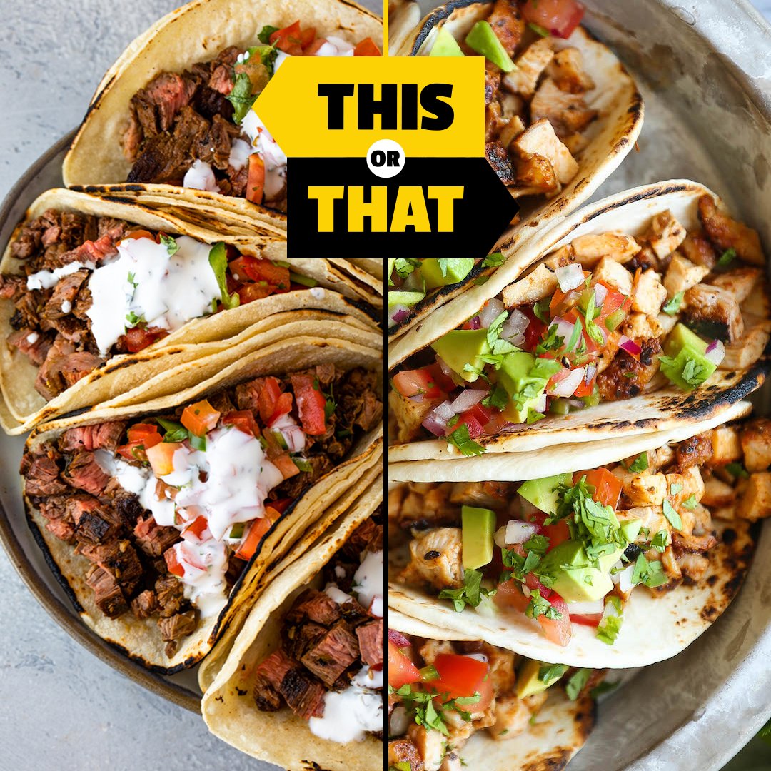 firstwefeast's tweet photo. Alright ya'll, carne asada or chicken tacos? ๐๐ฎ #FWFDebates https://t.co/1ZAG0pdeIE