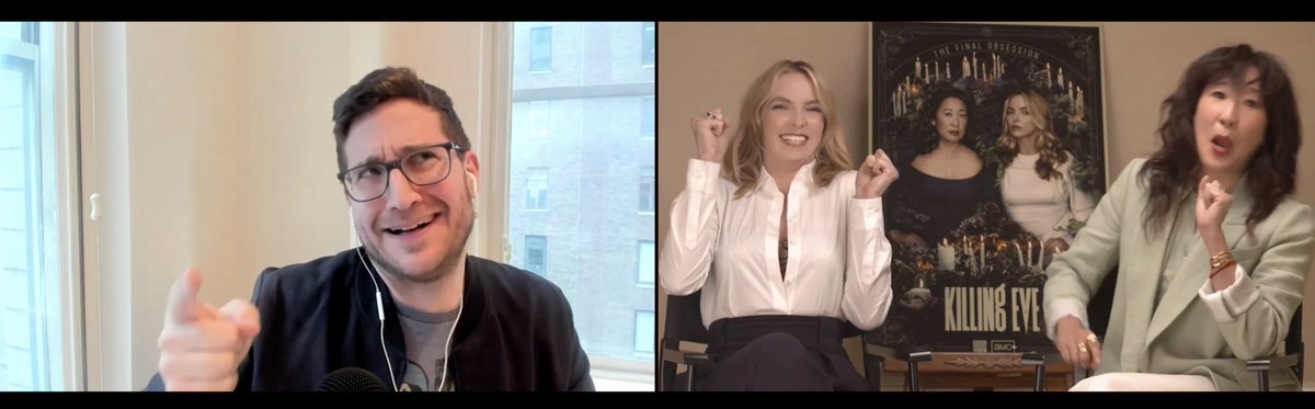 joshuahorowitz's tweet photo. So thrilled at the response from the @KillingEve fandom today for my GAME NIGHT with Jodie Comer &amp; @IamSandraOh! 

I’ll drop a bunch of other free clips later this week. Full episode is up at https://t.co/e84WokCDhq https://t.co/XObRmRfETs