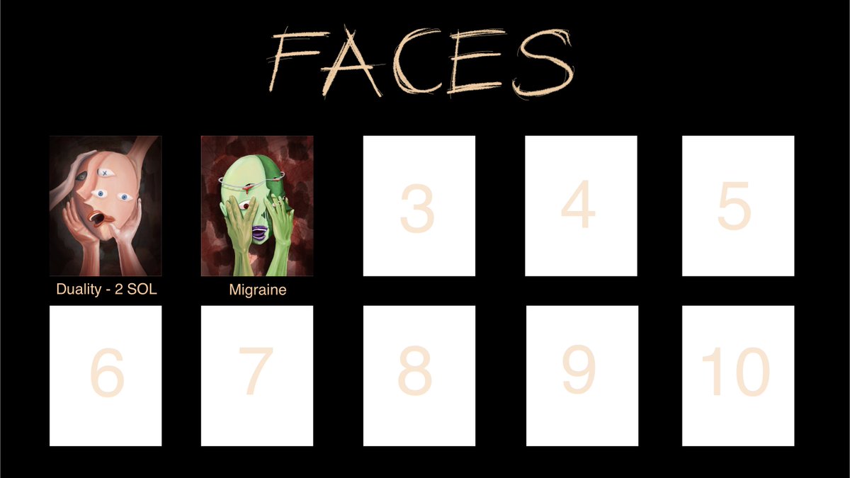LostOnesNFT's tweet photo. "Migraine" currently live for auction @holaplex  ⚡️⚡️ 
Ending 23 Feb - 2100 UTC
Starting bid - 1 SOL 
Tick size - 0.5 SOL 

This collection will have no boundaries. It will explore the lights and darks of life. 
Expect a big change with the next face 👀🤝 #Solana https://t.co/PDN22ZhMxR