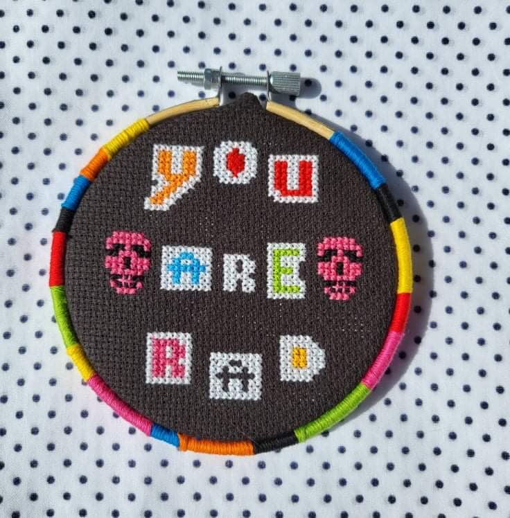 LStabbies's tweet photo. Badstitched did so good stitching up my free pattern. I love this finish. It’s so rad! #badstitched #lilstabbiescrossstitch #crossstitch #xstitcher #rad https://t.co/m1SMqkuYMI
