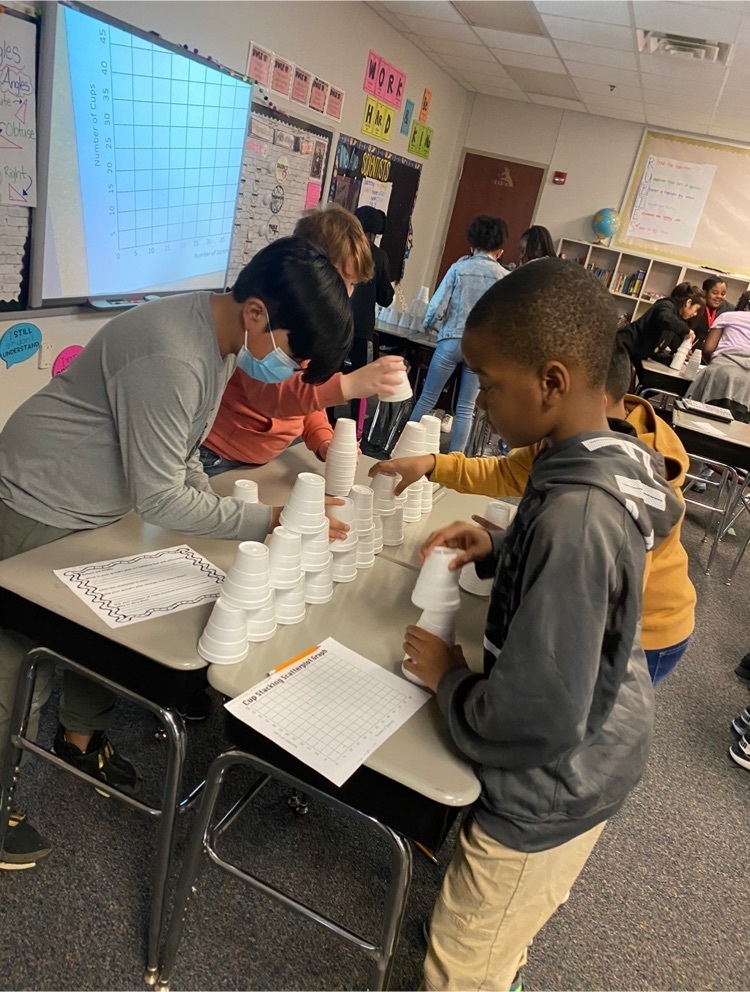 RameyTylerISD's tweet photo. 5th grade math students collecting data and representing it with scatter plots using the great cup stacking challenge! #mathisfun #work4win https://t.co/5CpTyGbiDy