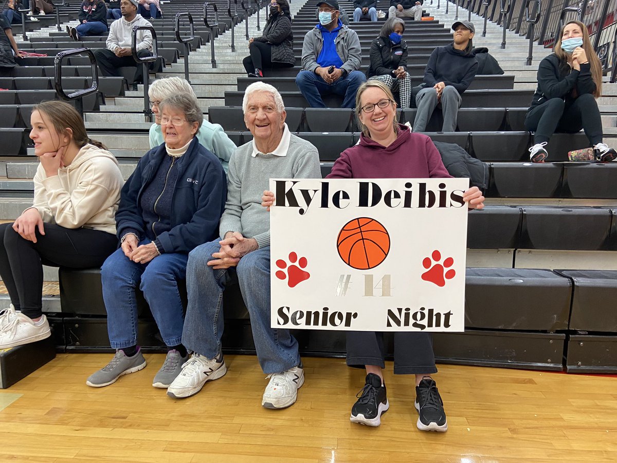 GrandBlancHoops's tweet photo. No question about it: Tonight is a night to honor our lone senior: Kyle Deibis!#SeniorNight https://t.co/iomc7G6Txt