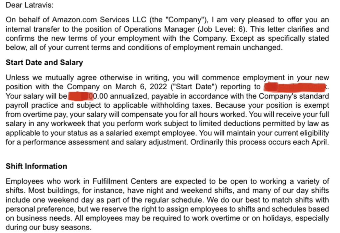 Justdoit_trav's tweet photo. I’m excited to announce that I accepted a promotion to L6 operations manager role. My time at Amazon has been full of opportunities. I have been at 3 different sites in 3 different states and this will be my 4th site.
#amazon #amazonvestlife #godisgood #lasvegas https://t.co/rnNt5jUQWN