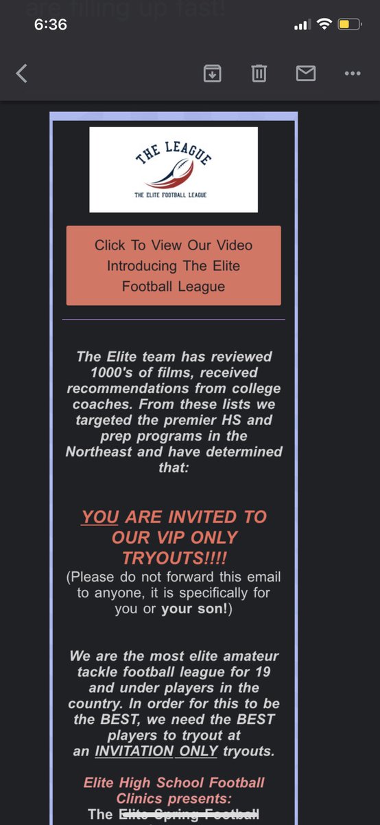 Huge thank you to <a href="/EliteFBClinics/">Elite Football Clinics</a> for the invitation to tryout for The League. Can’t wait to get the pads back on!!