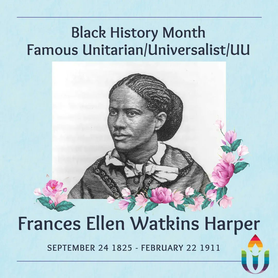 BoiseUU's tweet photo. Have you heard about Frances Harper? Poet, and abolitionist, Frances was a member of the African Methodist Episcopal Church. She is seen in community as a UU ancestor. In honor of Black History Month we encourage you to learn more about BLUU. More at: https://t.co/7TsvkkCUgy https://t.co/88uMRDTyrp