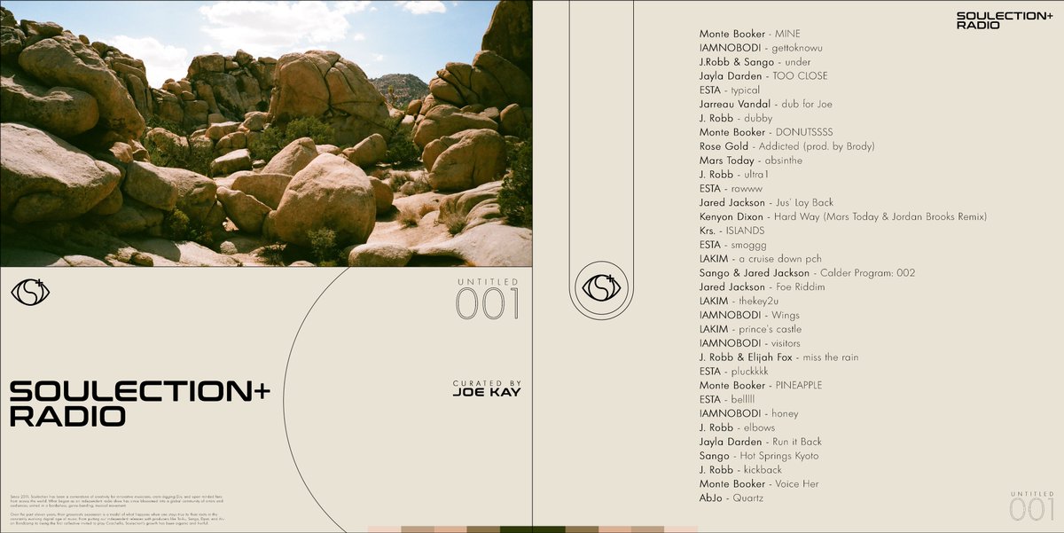 Tracklist for our Soulection+ Radio Show.

Featuring unreleased music from all of our greats such as: Monte Booker, Sango, ESTA, Jayla Darden, J. Robb, Jarreau Vandal, IAMNOBODI, Lakim, AbJo, and more.

Drops this Thursday: 2/24 @ 2pm PT on <a href="/soundxyz_/">sound.xyz (🎧,🎧)</a>

sound.xyz/soulection/unt…