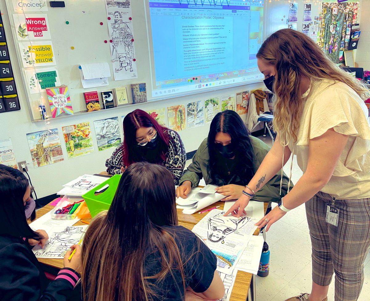 FPPaugh's tweet photo. Ms. Florio planned and delivered a lesson on characterization and archetypes through character analysis. Way to find different ways to keep students engaged. ππ»@EDAztecs_HS #utepintern https://t.co/qx09jw4vYm