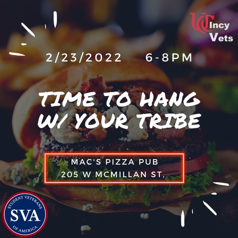 Let's try this again 😂
Social Hour at Mac's Pizza Pub tomorrow night!!! Hopefully the rain holds off this time 🙂 
#ucincyvets #uc_vets