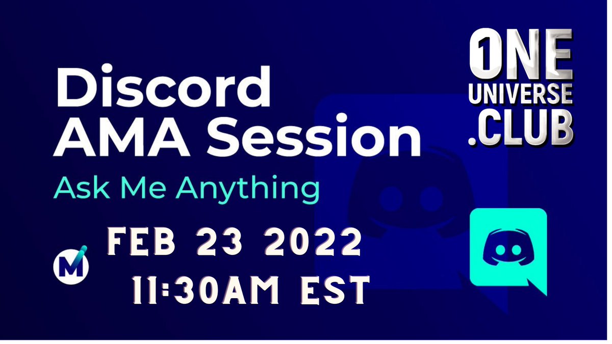 OneUniverseClub's tweet photo. Join AMA on Monday 23st of February at 11:30AM EST!

This will be questions and answers for one universe club and new update 

Make sure you tune in!
https://t.co/oj7TQ9osBf 

#NFTGiveaway  #NFTWhitelist #NFTdrop #nft #NFTCommunity #NFTProject #lawofattraction #NFTs https://t.co/jfTFfSlv7M