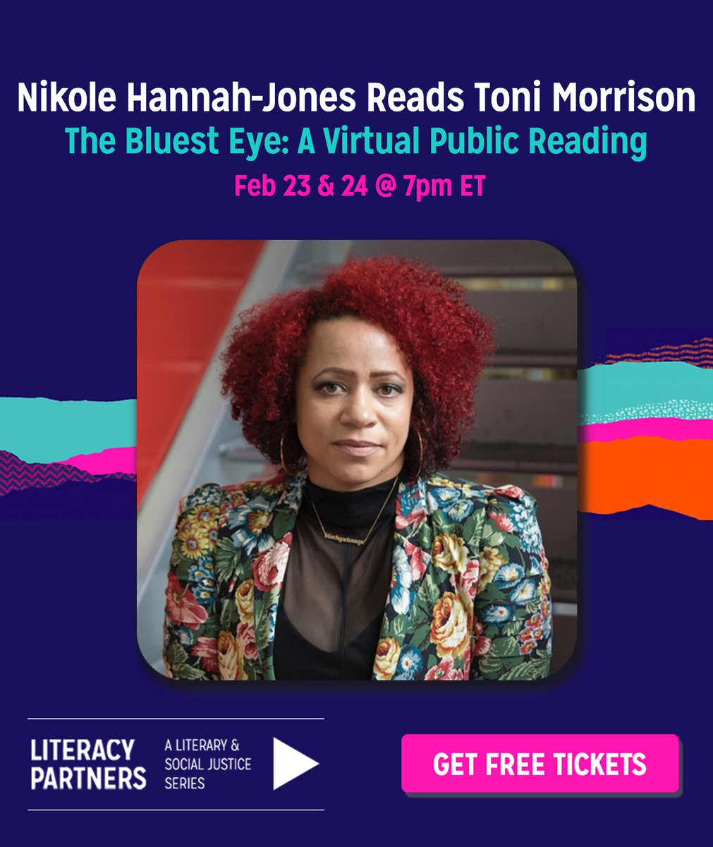 LitPartners's tweet photo. Join Nikole Hannah-Jones to celebrate Toni Morrison Feb 23-24 with a virtual reading of THE BLUEST EYE. Register online for FREE: https://t.co/5p2MRTvA2K
@nhannahjones #Blackhistorymonth #ToniMorrison #LiteracyPartners #TheBluestEye #WordsShapeOurWorld #bannedbooks https://t.co/A2ris40h0b