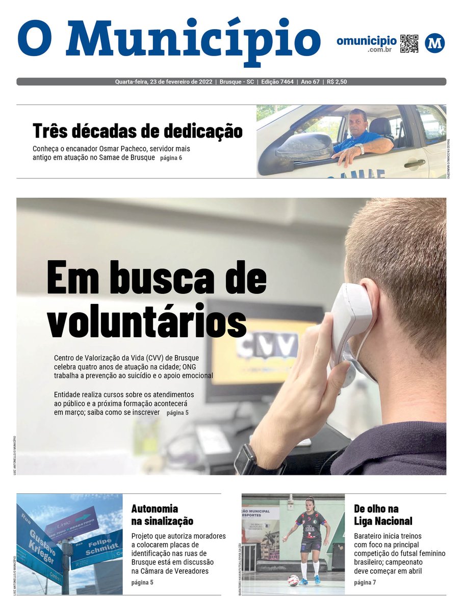 omunicipiobru's tweet photo. Bom dia! Esta é a capa de #OMunicipio desta quarta-feira. 🗞️
➡️ Assine e receba o jornal em casa ou no trabalho: https://t.co/HAFpIGXBVL ou (47) 3351-1980.
#JornalOMunicipio #Jornalismo #Brusque #BrusqueSC #Guabiruba #Botuvera #SaoJoaoBatista #NovaTrento https://t.co/OdqUwPV4nF