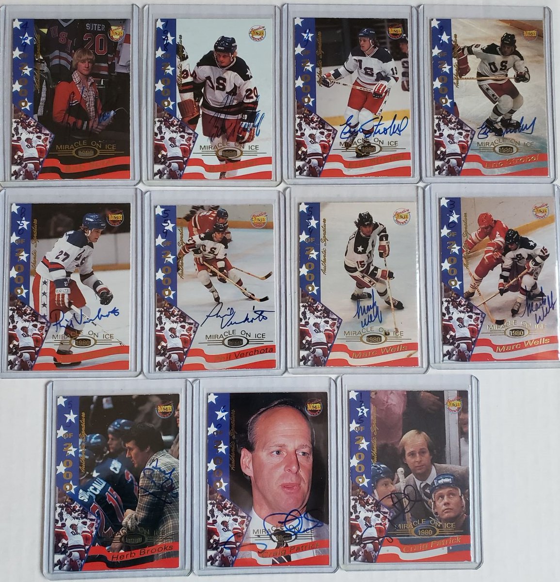 #OTD 42 years ago team #USA defeated the Soviet Union at the #LakePlacid #Olympics in what will be forever known as the #MiracleOnIce.
Here's the complete 1995 Signature Rookies autograph set as a tribute to that #1980Hockey team...