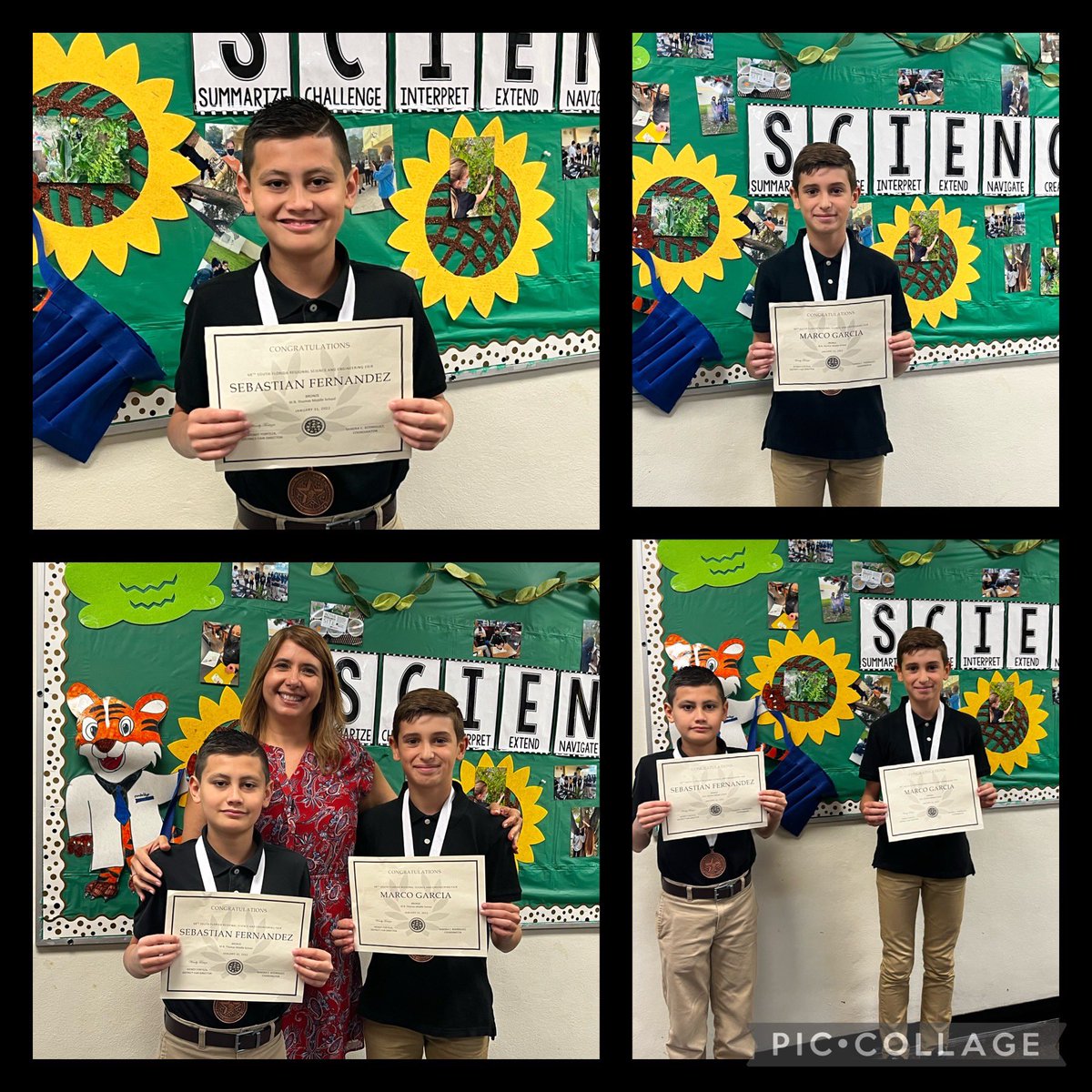 WRTTIGERS's tweet photo. Congratulations 🎊 to
Sebastian F. and Marcos G. for representing our school in the Regional Science Fair Competition. They won a
Bronze medal 🥉. Thank you for representing W.R.T.. ⚡️🐯 #wrthomasmiddleschool #wearetigers🐯 #poweruptigers⚡️ #cambridgemagnetprogram @mdcpssouth https://t.co/MAloI7CAhS