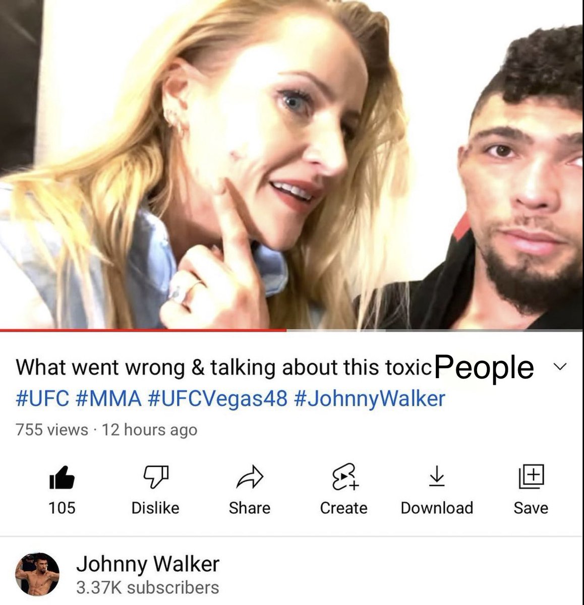 JohnnyWalker's tweet photo. Last post i wrote wrong , I was meant to write toxic people on social media on this sport , check my talk about the fight and this subject https://t.co/3CNpduj7ia #ufc #neverquite https://t.co/TVujFkuIy7