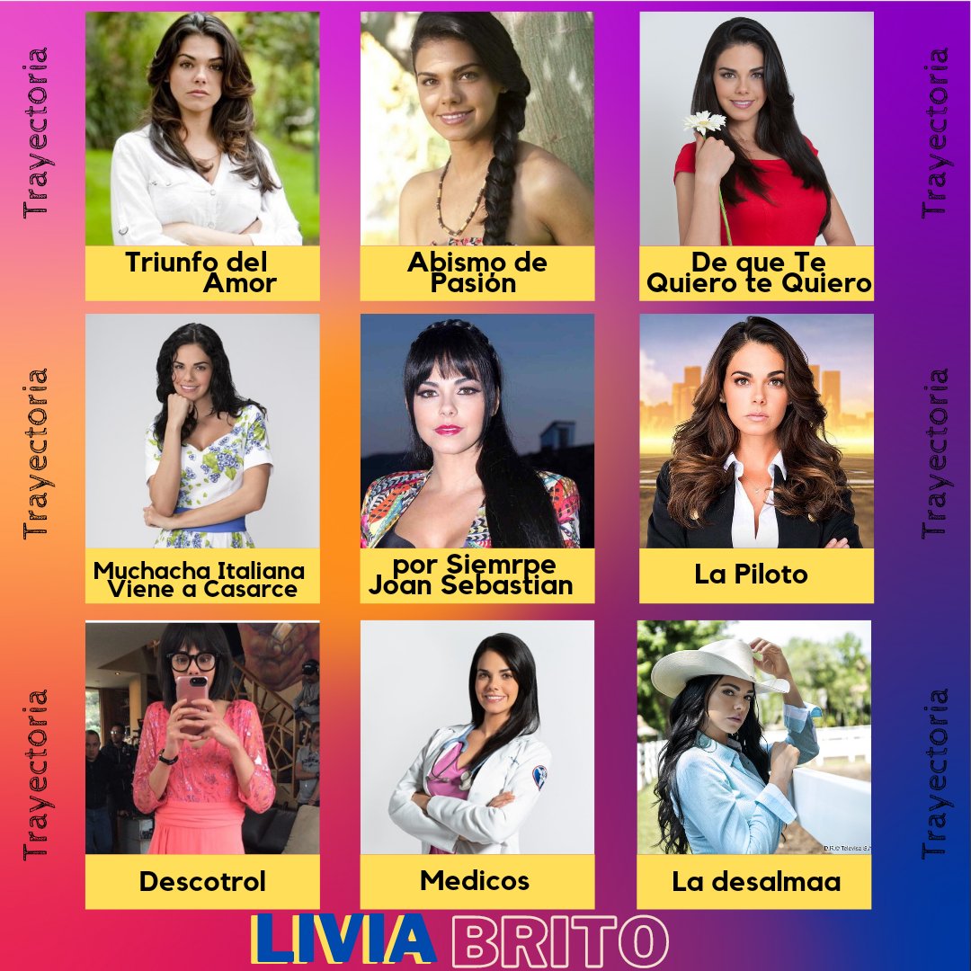 mundonoveleromx's tweet photo. :TRAYECTORIA: 
Les compartimos la trayectoria de #liviabrito 
¿Cuál telenovela es tu favorita? 

🔸️ #triunfodelamor  
🔸️ #abismodepasion 
🔸️ #dequetequierotequiero 
🔸️ #mivac  
🔸️ #porsiemprejoansebastian  
🔸️ #lapiloto  
🔸️ #medicoslineadevida
🔸️ #ladesalmada https://t.co/D6QYEq1IPw