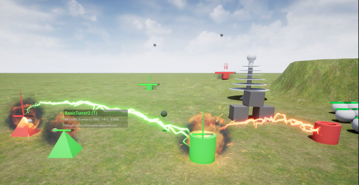 FluffyMaguro's tweet photo. I finally started to learn #UE5. Right now it's just geometric shapes trying to kill each other in different ways. https://t.co/ppAsQ6SsfA