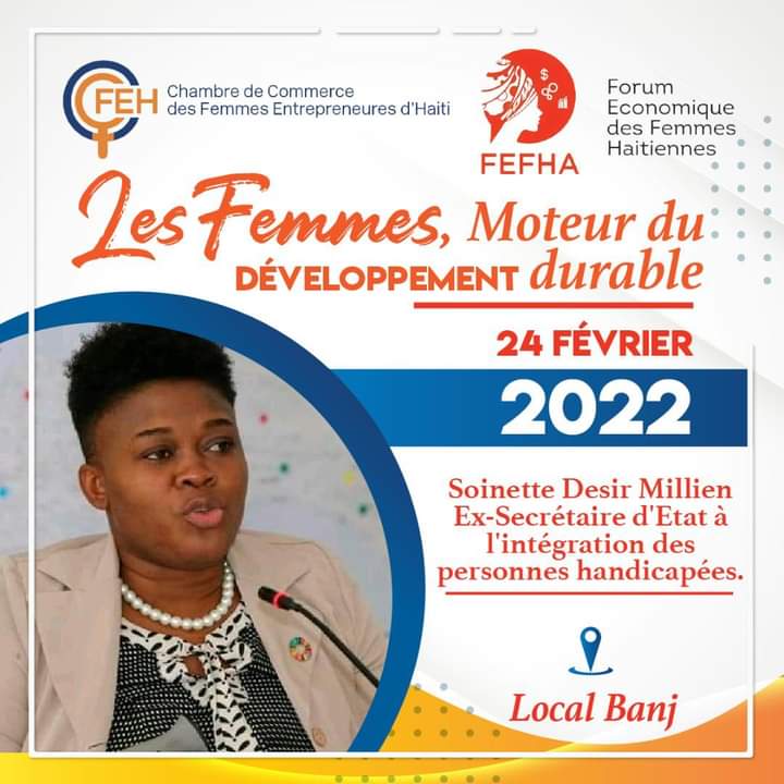 DesirSoinette's tweet photo. Au Forum Economique des Femmes Haïtiennes #FEFHA organisé @ccfeh ce jeudi @banjHT j'interviendrai sur: "L'importance de la participation des Femmes dans la vie Publique". 

@MCFDFhaiti @MCHaiti @ONUFemmesHaiti

@BanjFm @marcalainb @DofenNews @DaniellaJacques 

SDM https://t.co/ApHhiz9hW8