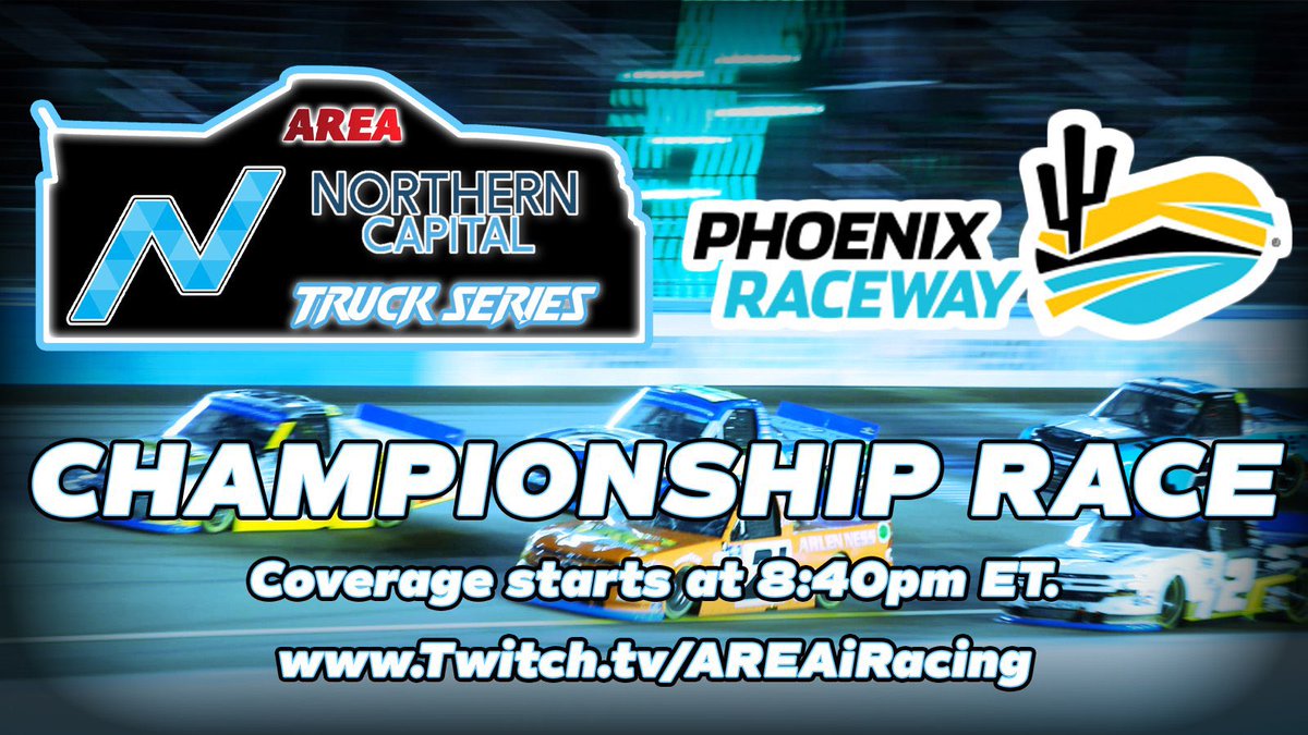 It all comes down to this. 

Who will become the first ever Northern Capital Truck Series Champion? 

📺: Twitch.tv/AREAiRacing 
🎙: @cushy32 &amp; <a href="/onetogostudios/">Harold Darner</a>
