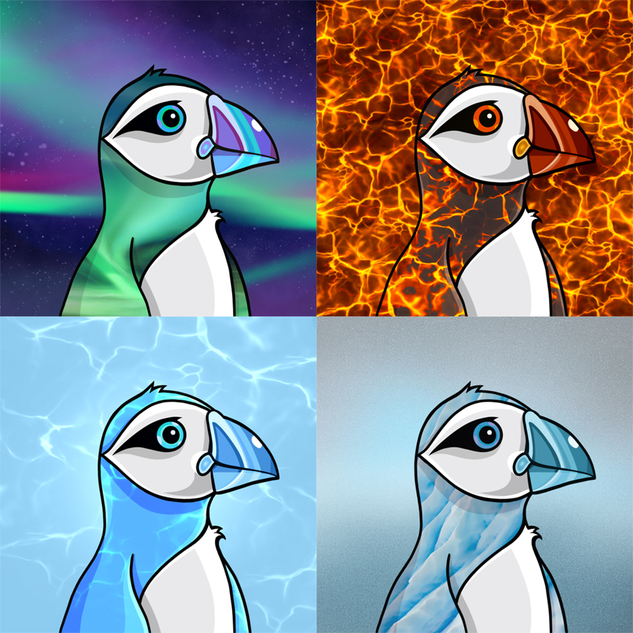 AuroraPuffins's tweet photo. Our magical Founder/Designer @TheOlifants once again made his magic! Dedicated these Total colony Puffins to each colony of @PoppinPuffins 

Wave colony : @SurfPuffins 
Glacier colony : @PolarPuffins 
Lava colony : @MagmaPuffins 
*Aurora colony* : @AuroraPuffins 
#NFTs #TerraNFTs https://t.co/KUqyN6cVsZ