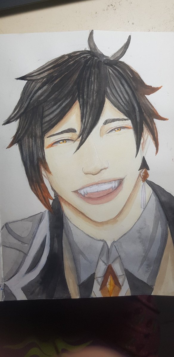 kurobane1992's tweet photo. who's your fav genshin character? #genshinimpact #zhongligenshinimpact #zhongli #geoarchon #geo #art  #watercolor #fanart #xyzbca #fypシ #foryou https://t.co/u9qaOHXmdi