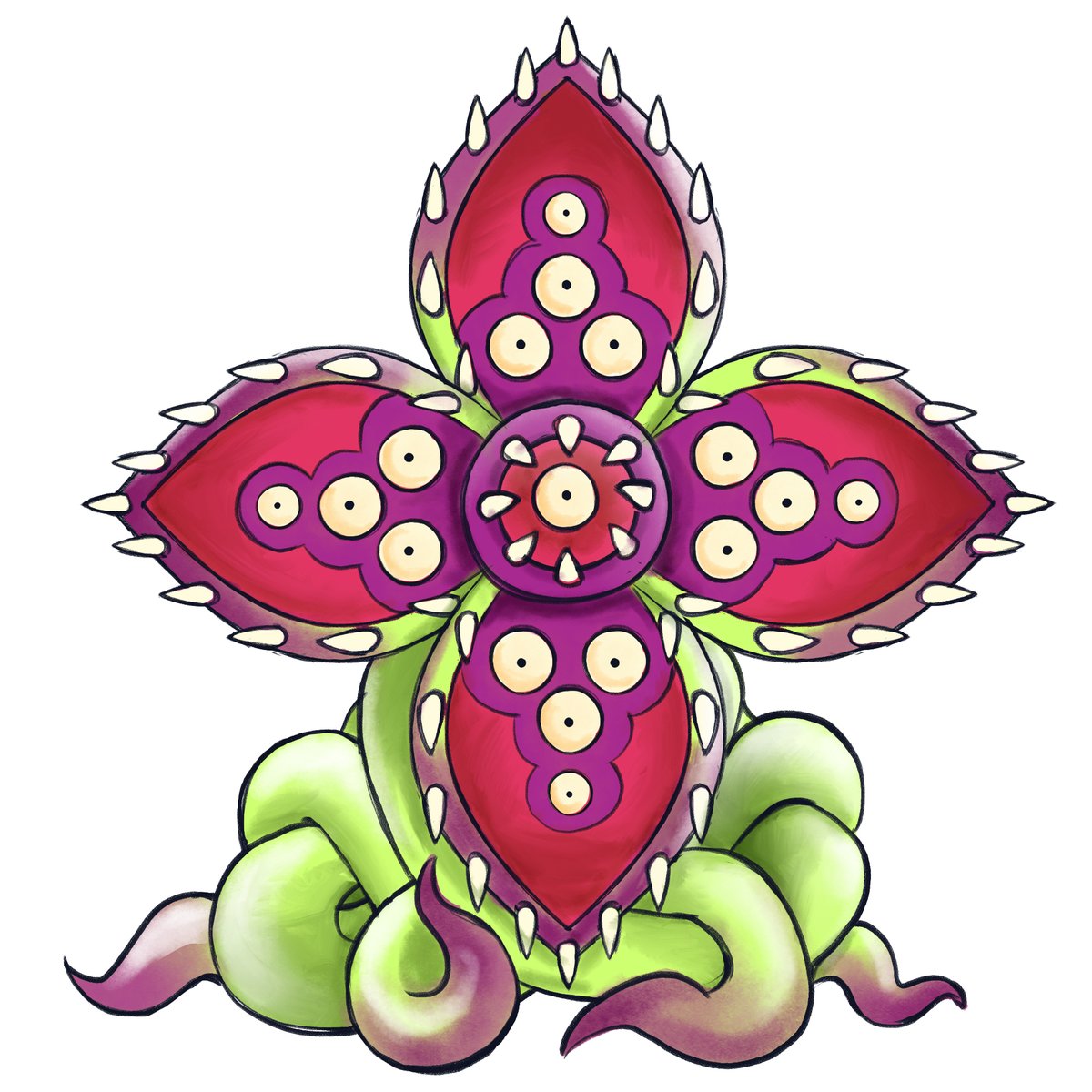 Dragonlocke's tweet photo. I would not recommend getting anywhere near an Eyeris -- they're man-eaters you know.
A concept Monster for my 5e-monster-training-work-in-progress, Monstadium.
#monstadium #creaturedesign #fakemon #dnd https://t.co/VU2jsAaQgq