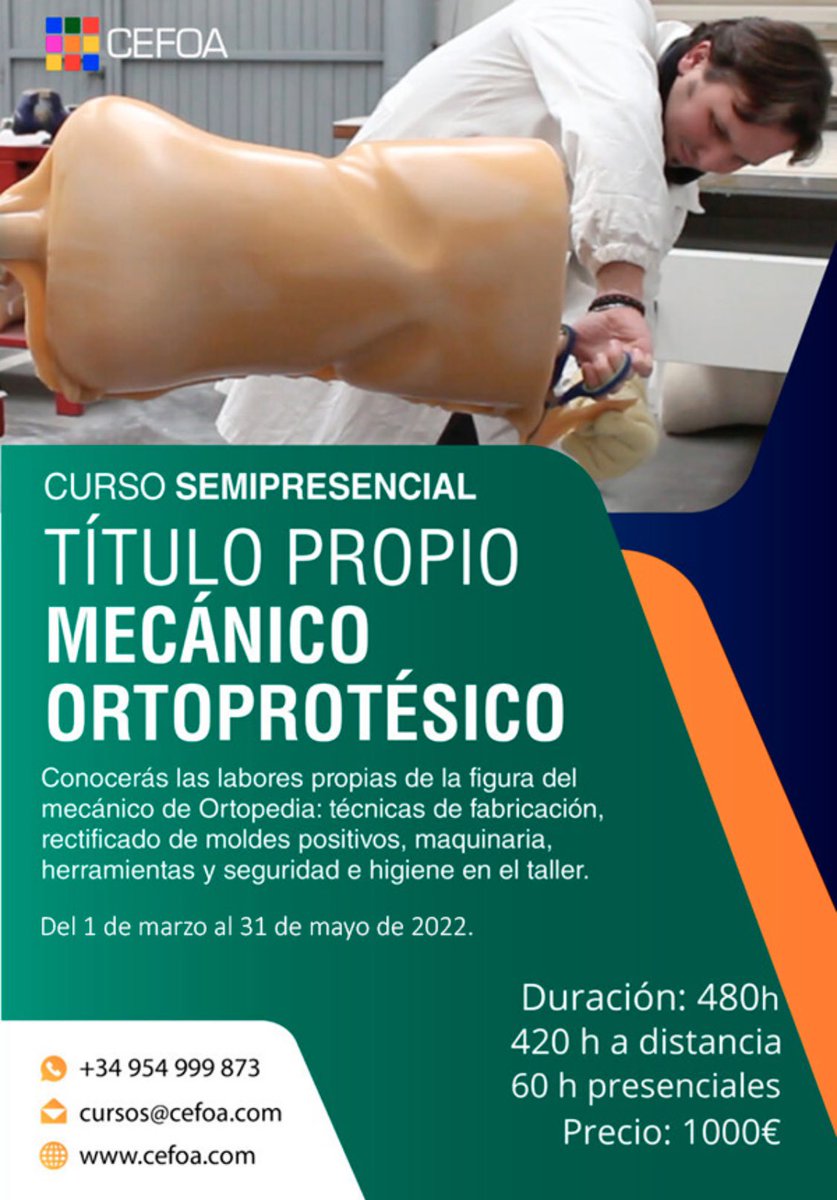 Nueva edición del Curso semipresencial de Mecánica Ortoprotésica. 🥼🎓Aprende los diferentes procesos y técnicas necesarias para desenvolverte de forma eficiente en un gabinete ortoprotésico.🦿️🦾 ¡Da el paso definitivo en tu carreta profesional!🏆

cefoa.com/cefoa/cursos/c…