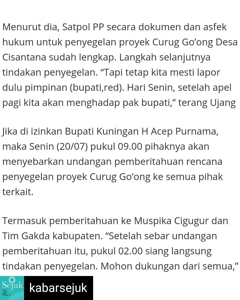 agama_nusantara's tweet photo. Reposted from @kabarsejuk Sadis, Bupati Kuningan dan Aparat-aparatnya Besok Senin Segel Lahan Sunda Wiwitan

Dari mana dasar diskriminasi Pemerintah Kabupaten Kuningan terhadap masyarakat Adat Karuhun Urang (AKUR) Sunda Wiwitan? 

Aturan hukum mana yang menjadi sumber legitimasi https://t.co/GUpkzUDiGM