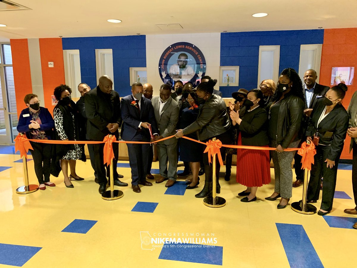 RepNikema's tweet photo. As a former special needs educator, I know all children can succeed when given tools to thrive. The @JLewisInvictus Student &amp; Community Service Center will serve and support children and families in a #BelovedCommunity . Thank you @apsupdate and all those who made this possible! https://t.co/cKgAel3BKK