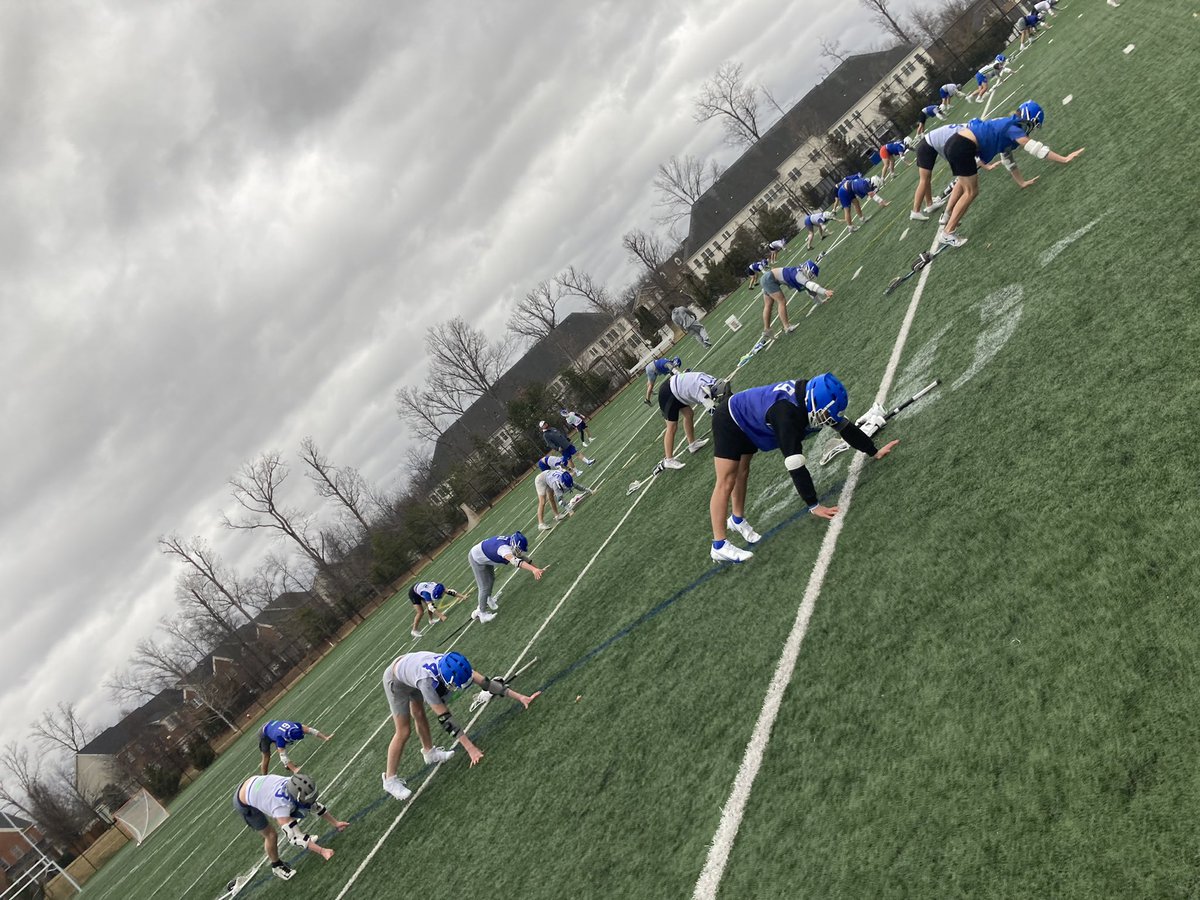 RVHSLacrosse's tweet photo. Tryout #3 stretch &amp; conditioning sights. 👀 

One more tomorrow 4:15p before rosters are finalized. Will blend in some full field intra-squad scrimmage action. Let’s go!

🐏 🇺🇸 #ramsallin https://t.co/eADv91CYue